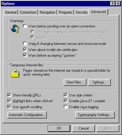 Options Screen Shot (~31k)